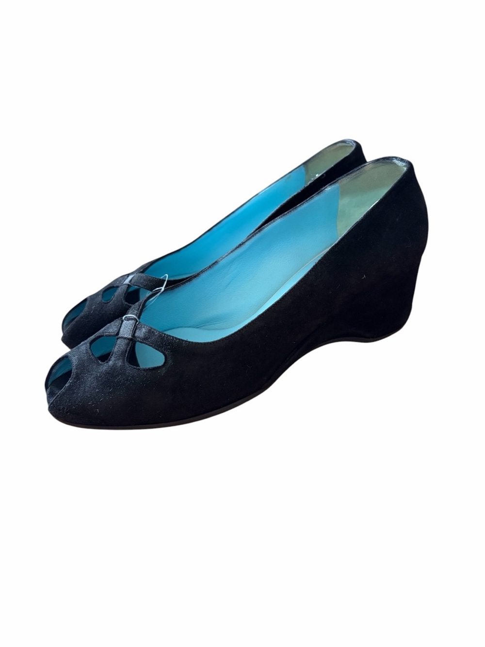 Thierry Rabotin Peep Toe Wedge Leather Black Size 38.5